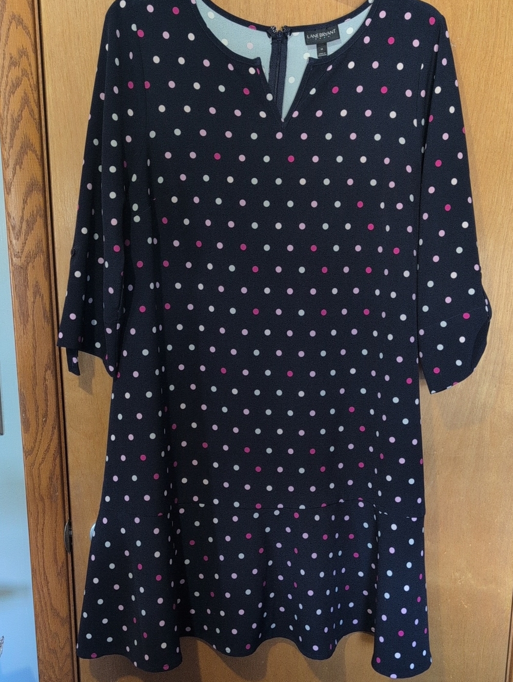 Lane Bryant Navy Dress With Pink Polka Dots